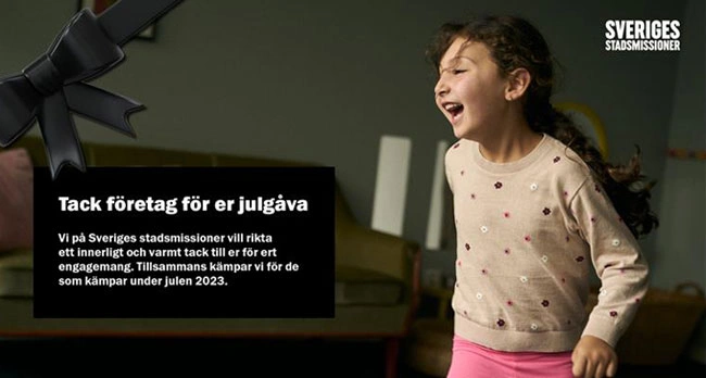 Tackkort julg&aring;va Sveriges Stadsmissioner