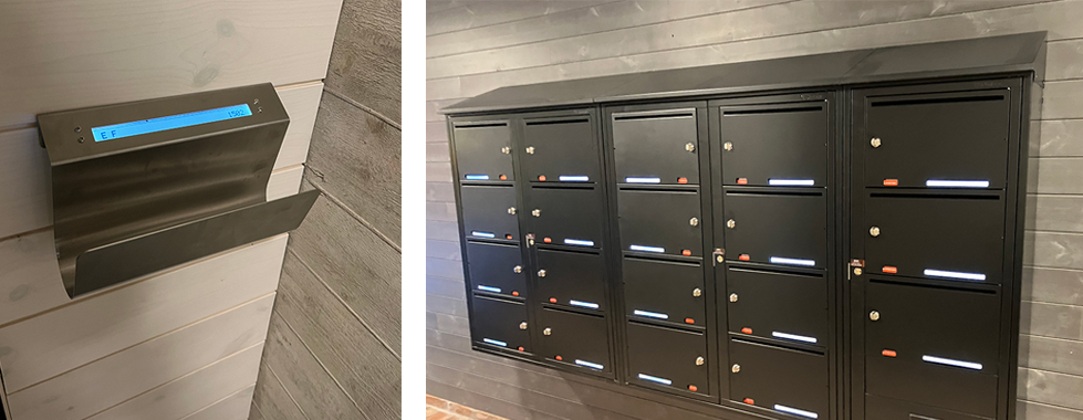 Postboxar och tidningshållare från Byggbeslag till bostäder i Eslöv