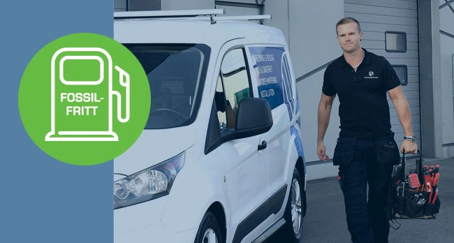 Våra servicebilar är helt fossilfria - drivna med el eller HVO100