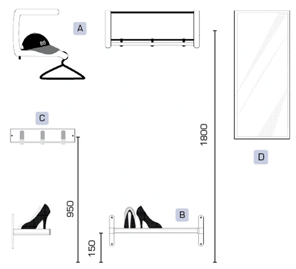 Rekommenderade montageh&ouml;jder kapprum bostadsmilj&ouml; och offentlig milj&ouml;