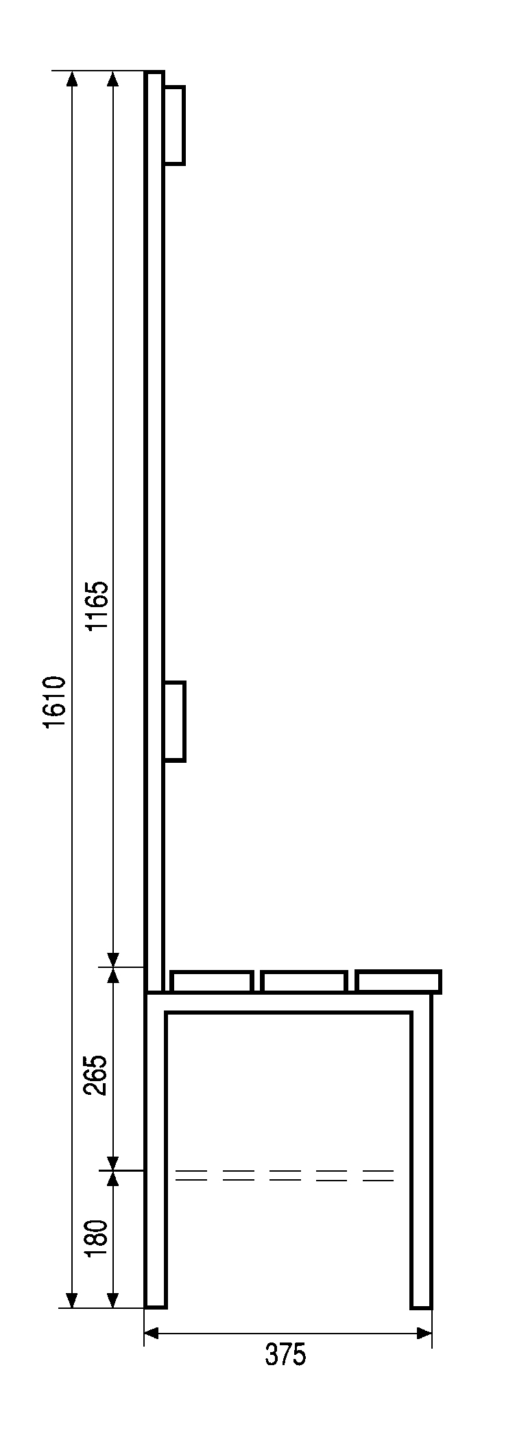 SITTBÄNK BB33E ENKELSIDIG 1100 MM FURU/SVART