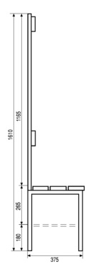 SITTBÄNK BB33E ENKELSIDIG 1800 MM FURU/SVART