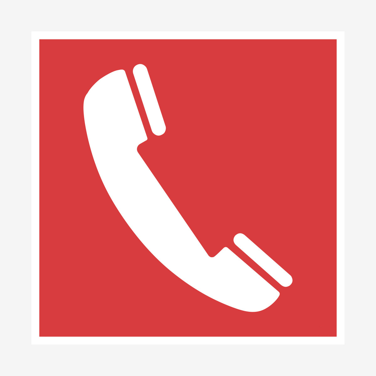 SKYLT BRAND NÖDTELEFON 200X200 MM RÖD MED VIT SYMBOL PLAST