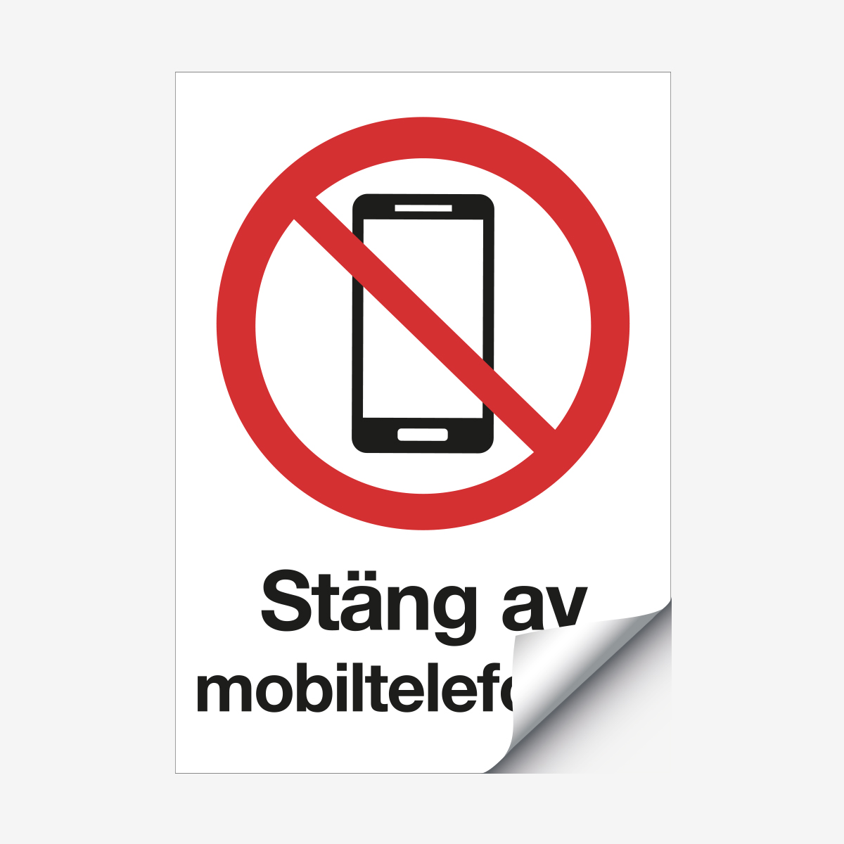 SKYLT FÖRBUD STÄNG AV MOBILTELEFONEN 400X400 MM GOLVDEKAL