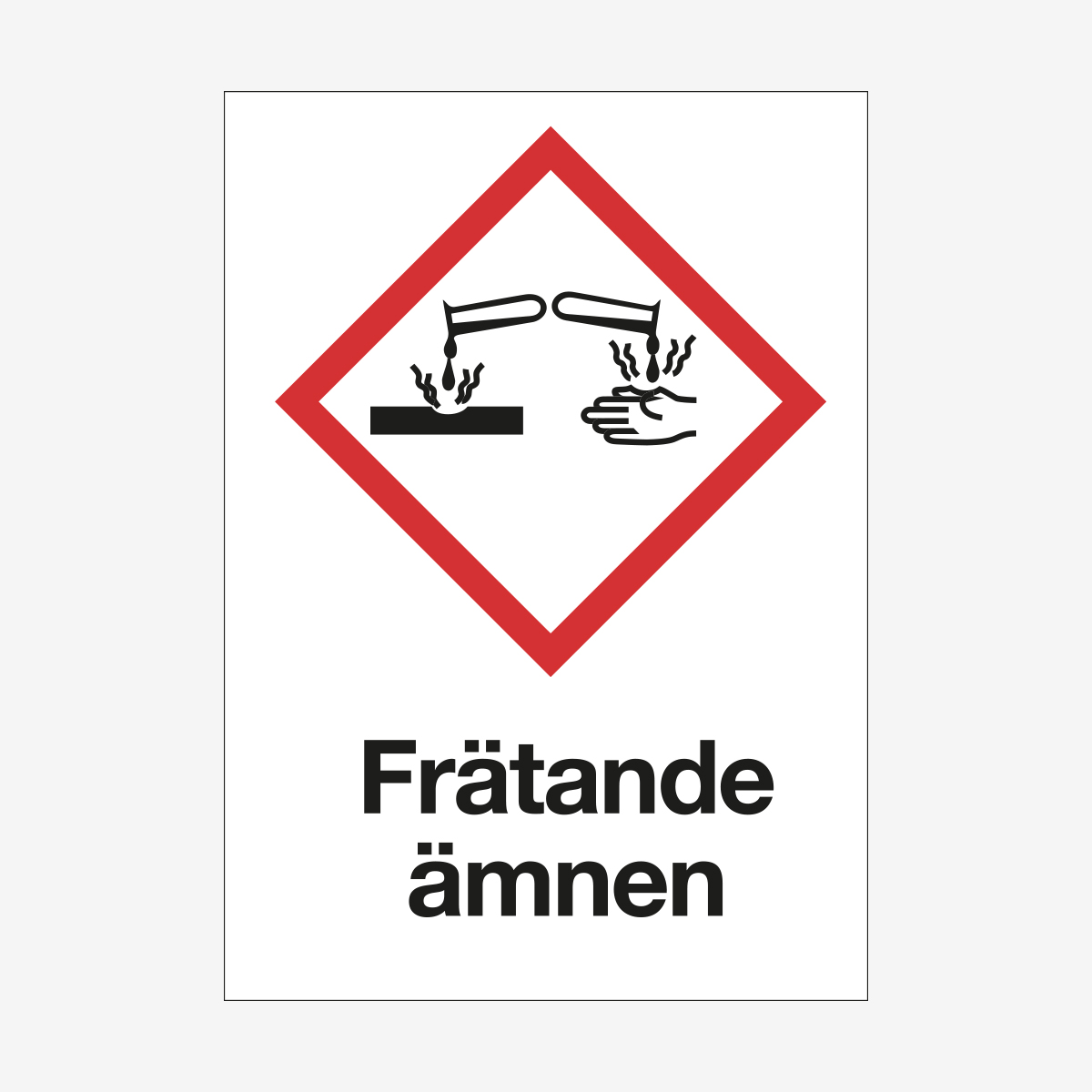 SKYLT VARNING FRÄTANDE ÄMNEN ALUMINIUM