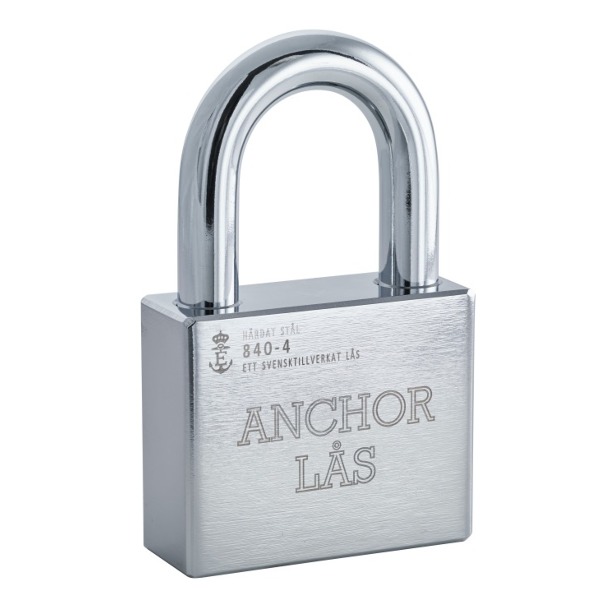 HÄNGLÅS ANCHOR 840-4 OVAL LÖSTAGBAR BYGEL EXKL CYLINDER