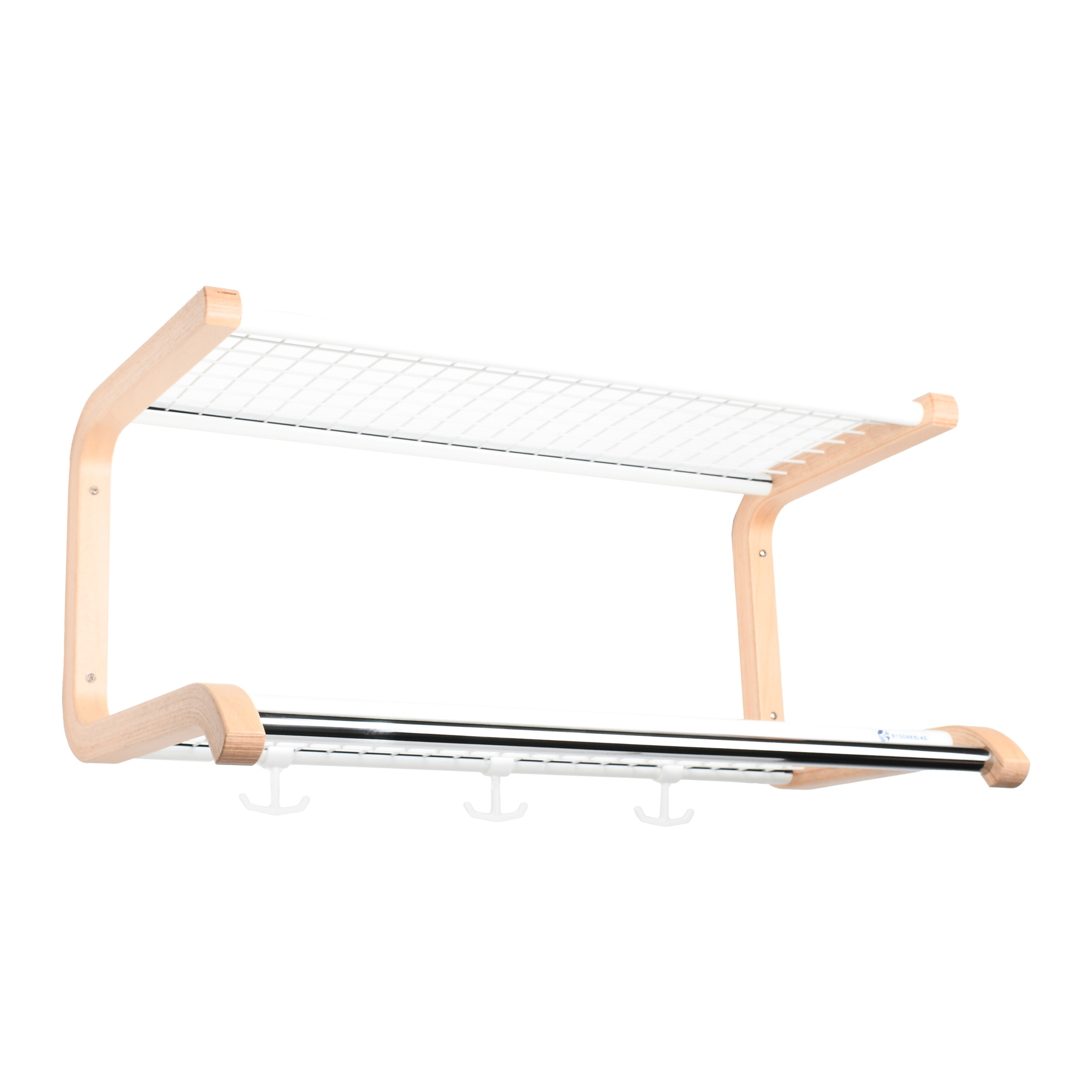 KLÄDHYLLA BB96 DUBBEL 900 MM MED GALGSTÅNG 4-KROK VIT/BOK