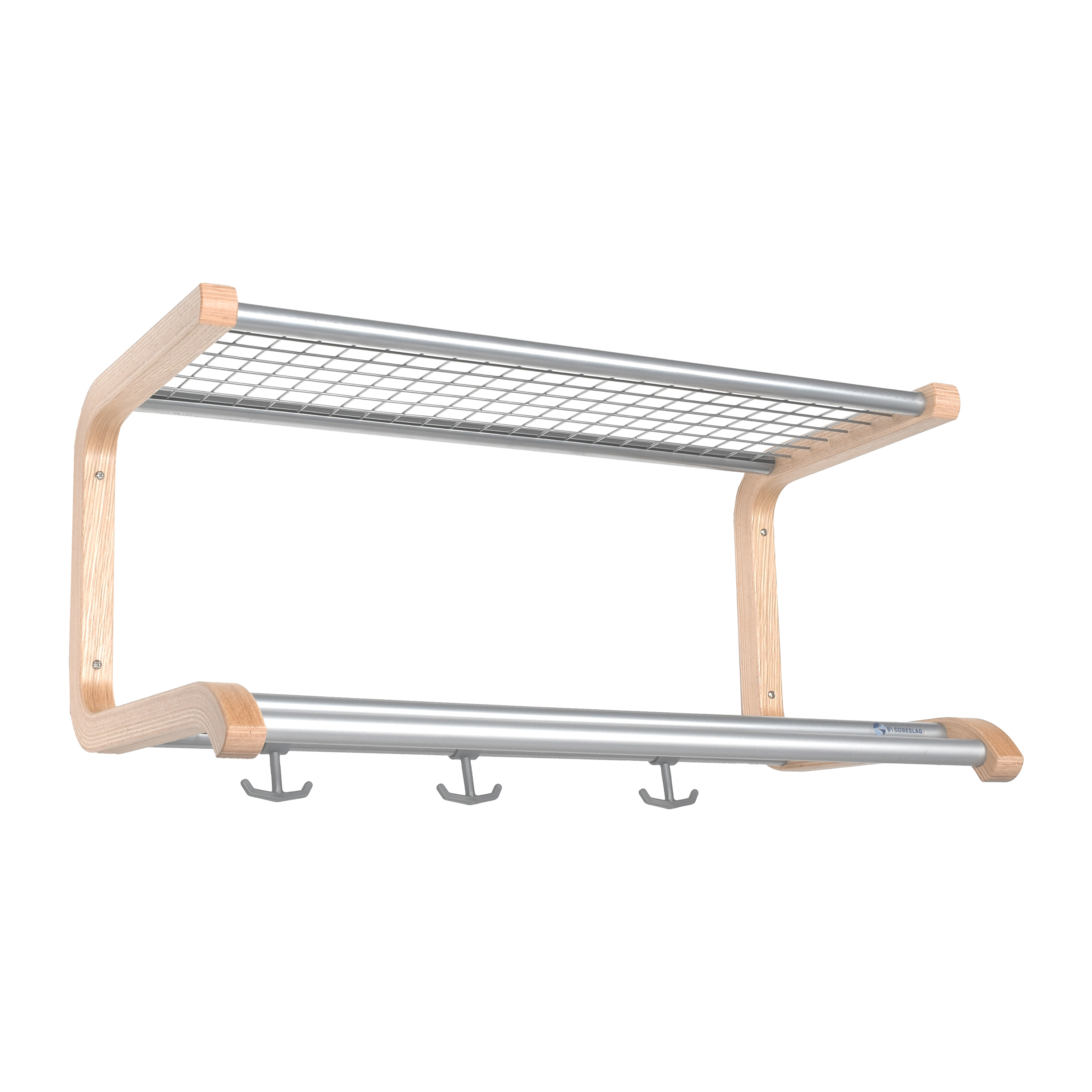 KLÄDHYLLA BB96 DUBBEL 400 MM MED GALGSTÅNG 2-KROK GRÅ/EK