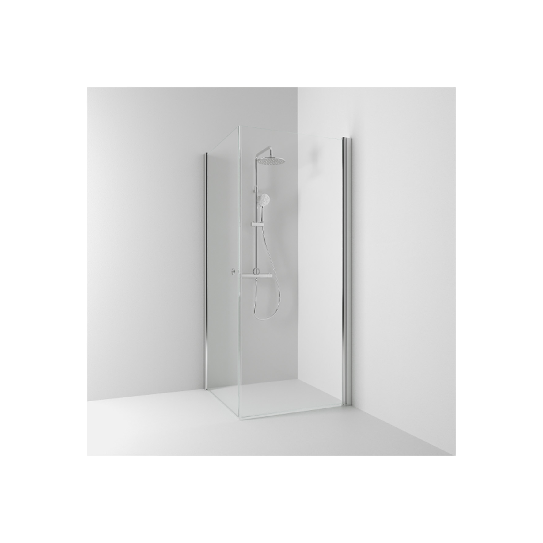 DUSCHHÖRN SKOGA RAK KLARGLAS/ALU BLANK