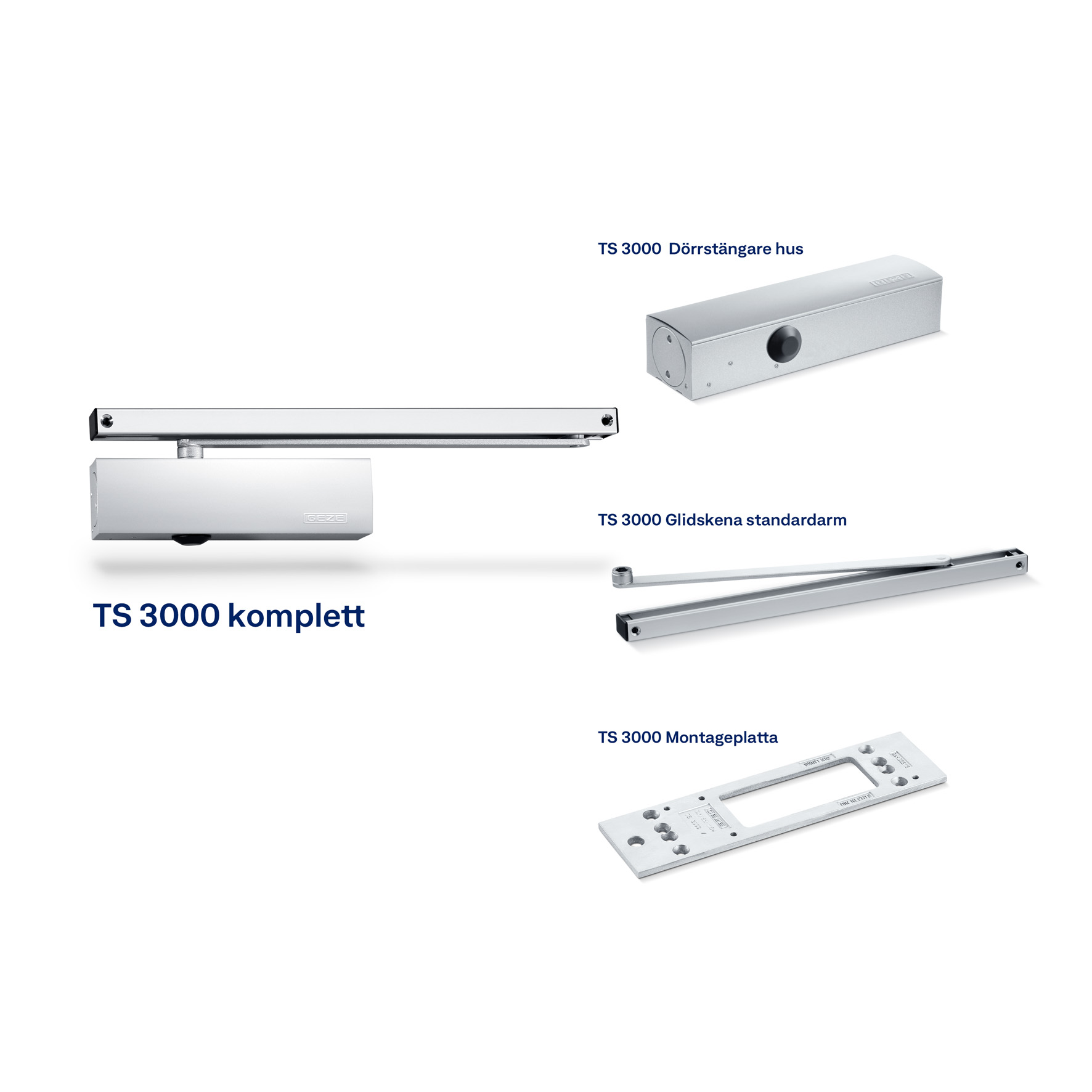 DÖRRSTÄNGARE GEZE TS3000 SILVER KPL