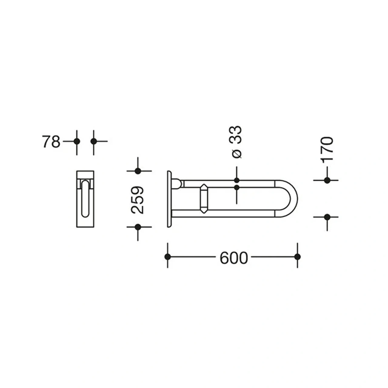 ARMSTÖD HEWI 477/801-SERIEN EXKL STÖDBEN 600 MM NYLON 99 VIT
