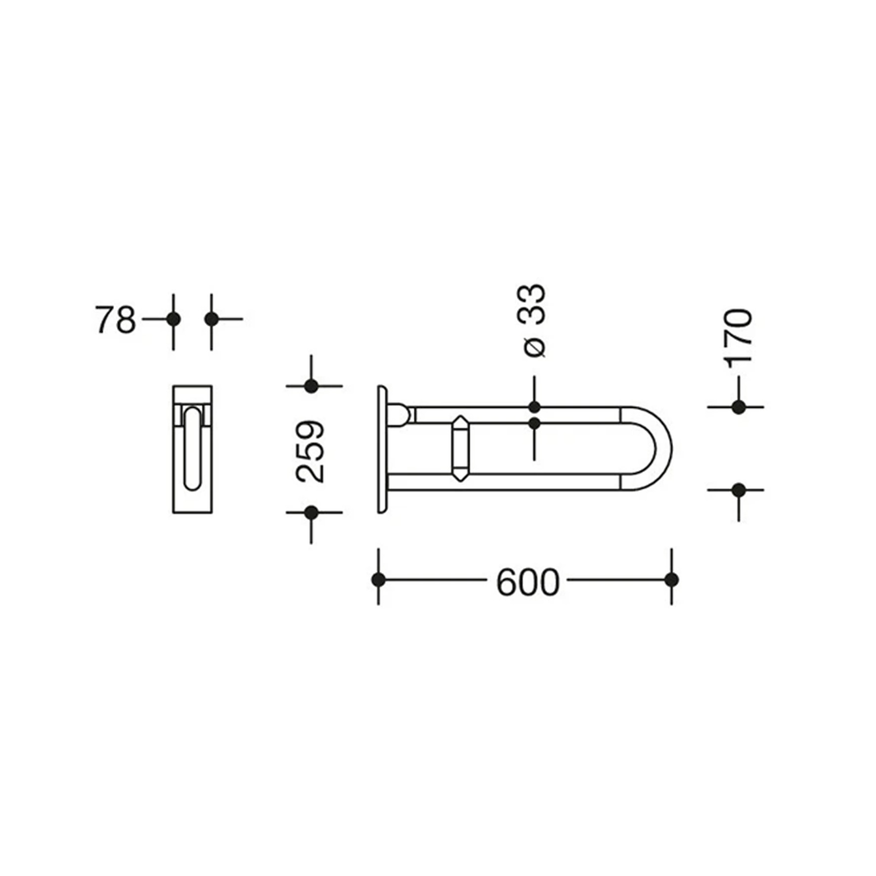 ARMSTÖD HEWI 477/801-SERIEN EXKL STÖDBEN 600 MM NYLON 99 VIT