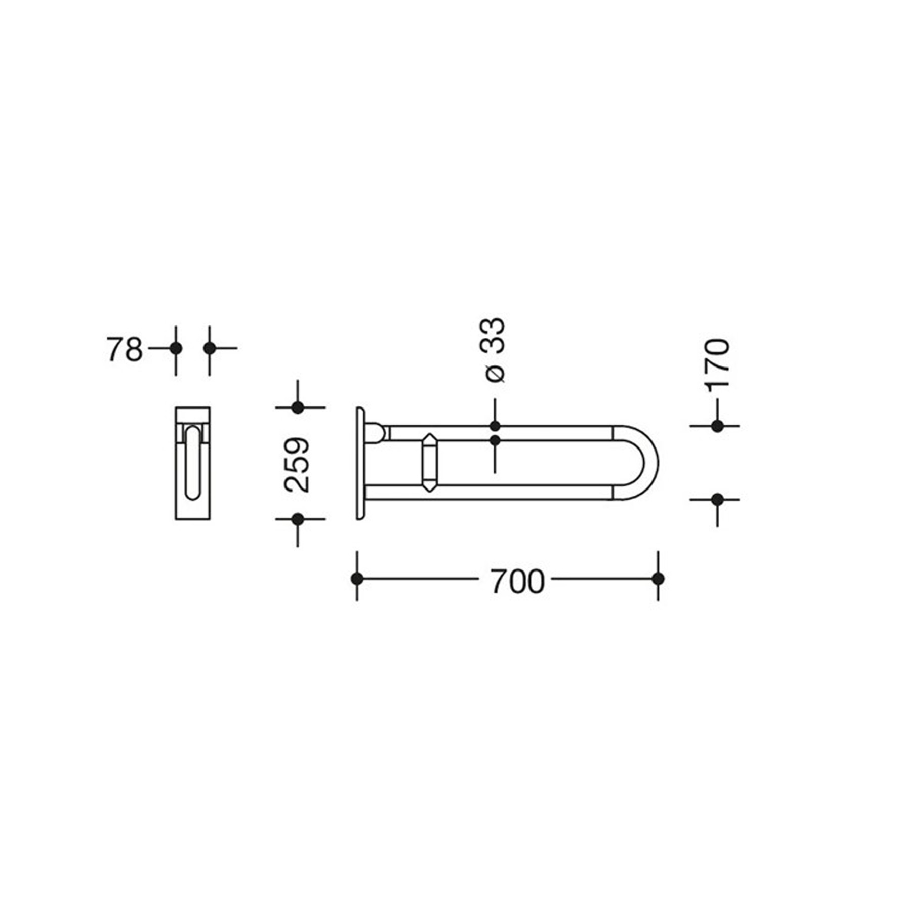 ARMSTÖD HEWI 477/801-SERIEN EXKL STÖDBEN 700 MM NYLON 99 VIT