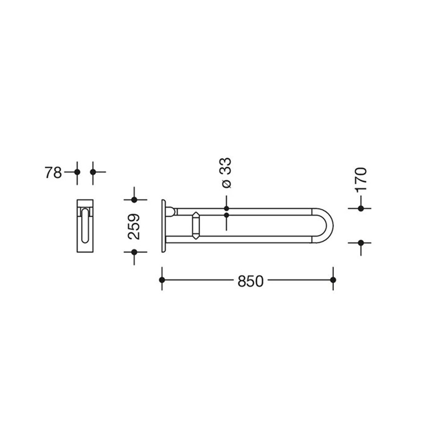 ARMSTÖD HEWI 477/801-SERIEN EXKL STÖDBEN 850 MM NYLON 99 VIT