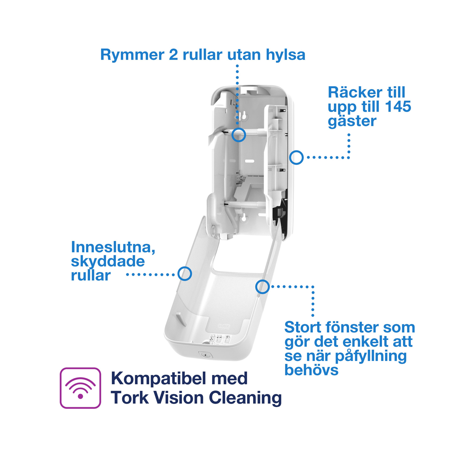 TP-HÅLLARE TORK 558041 T7 KOMPAKTRULLE 2 ST PLAST VIT