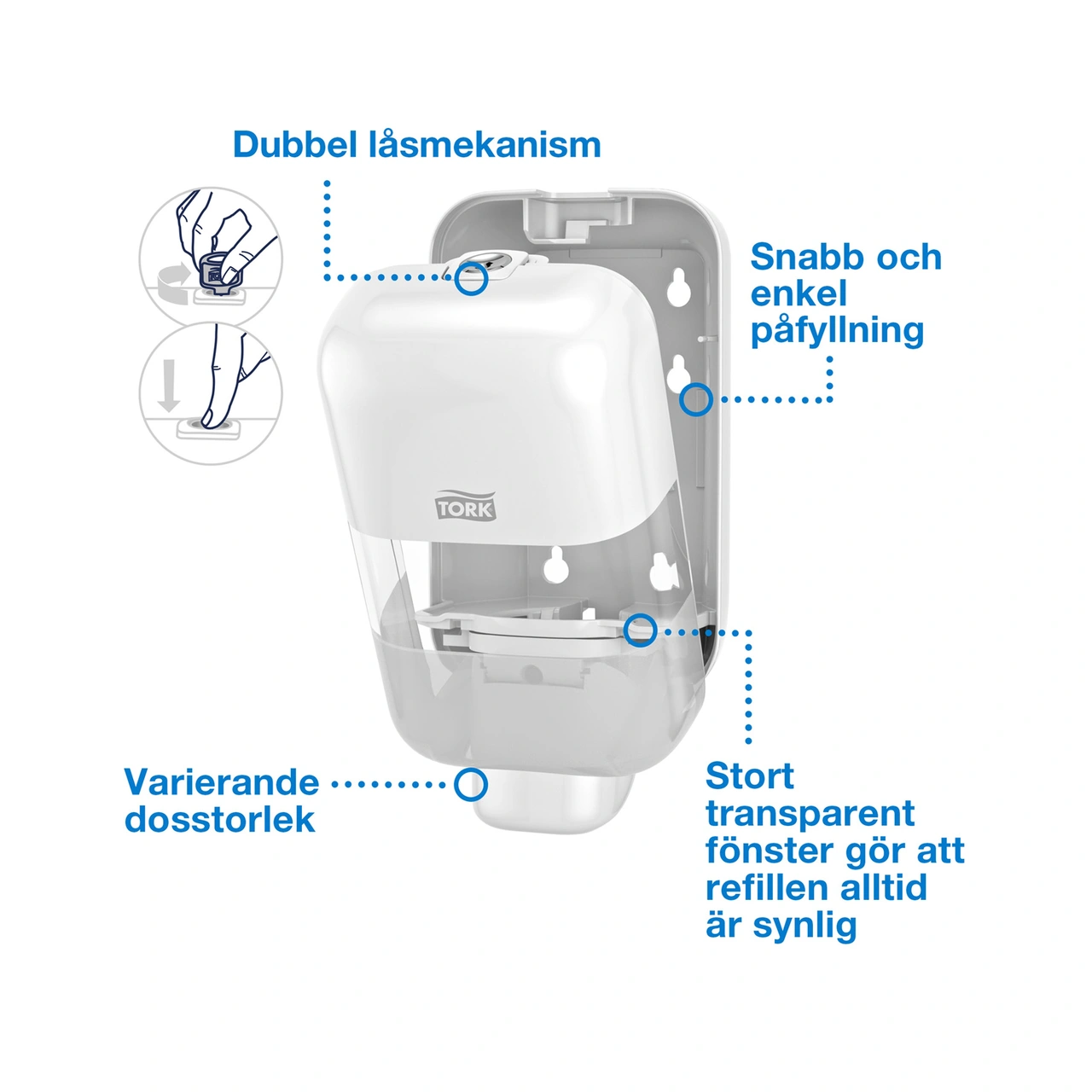 TVÅL- & DESINFEKTIONSDISPENSER TORK S5 MINI PLAST