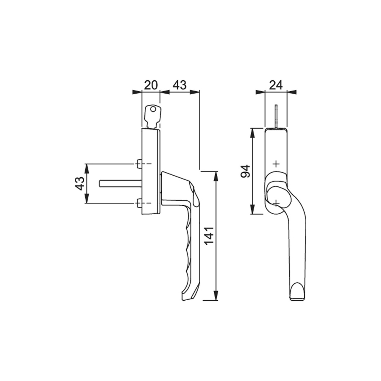 HANDTAG HOPPE LONDON 013/U955S 7/8X53 MM LÅS VÄ F1 ALU