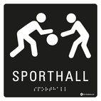 SKYLT TAKTIL SPORTHALL
