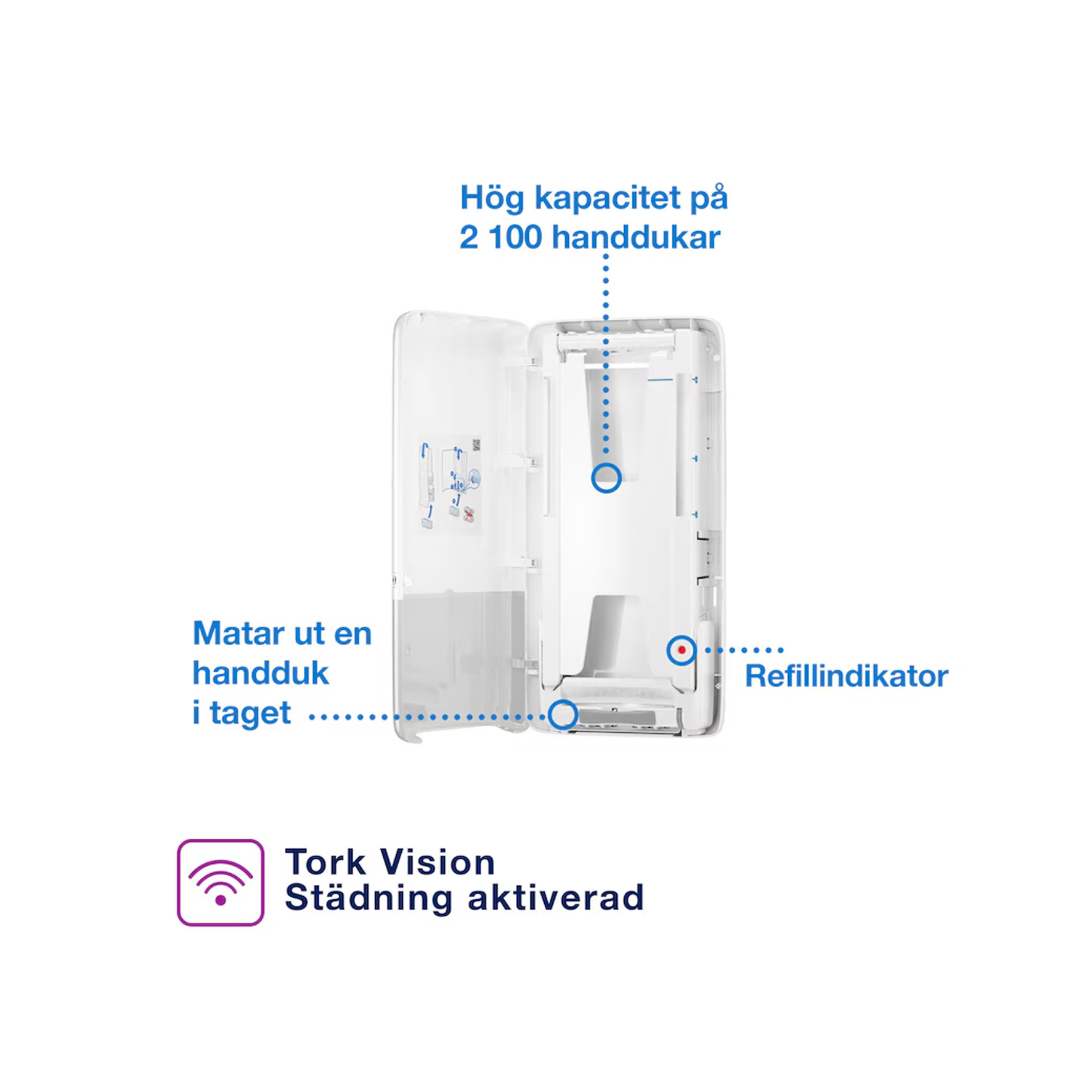 HANDDUKSSKÅP TORK 552500 H5 PEAKSERVE PLAST VIT