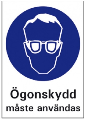 PÅBUD/INFOSKYLT ÖGONSKYDD VIT/BLÅ