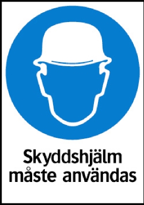 PÅBUD/INFOSKYLT SKYDDSHJÄLM PLAST VIT/BLÅ