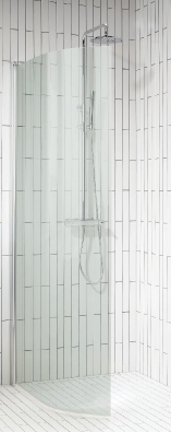 DUSCHVÄGG JOSEPHINE BÖJD KLARGLAS VIT