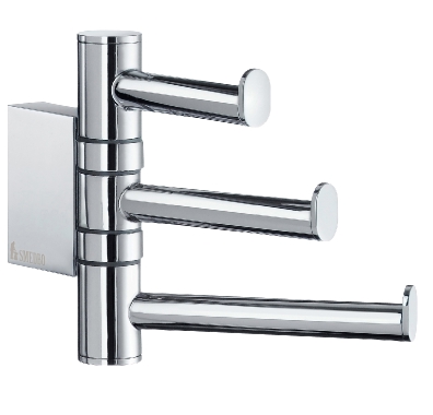 HANDDUKSHÄNGARE AIR AK327 3 SVÄNGBARA KROKAR KROM BLANK