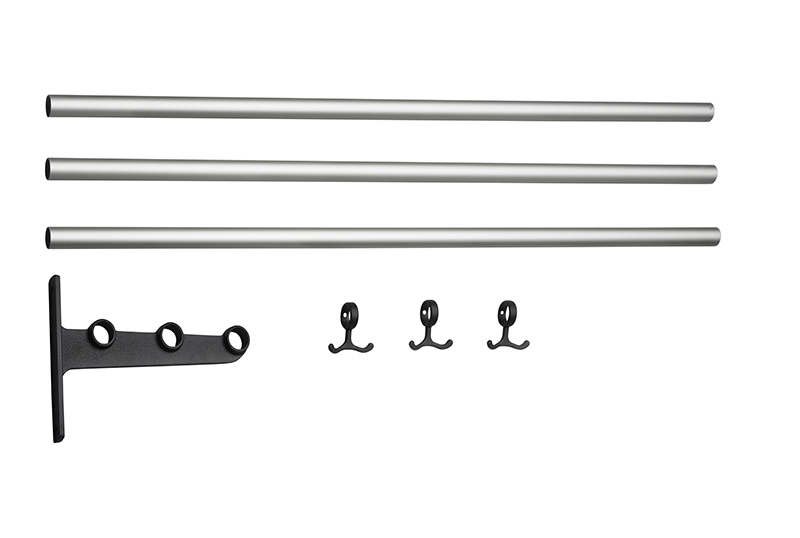 KLÄD-/SKOHYLLA NOSTALGI PÅBYGGN FAST LÄNGD 1000 MM ALU/SVART