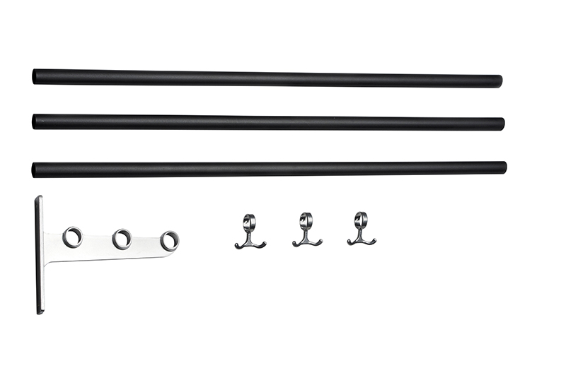 KLÄD-/SKOHYLLA NOSTALGI PÅBYGGN FAST LÄNGD 1000 MM SVART/ALU